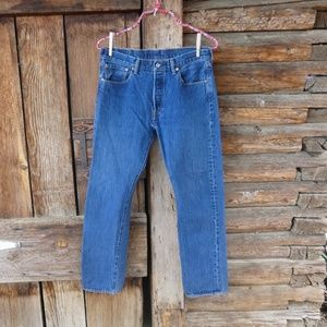 Levi's 501 high-waist, button fly jeans.